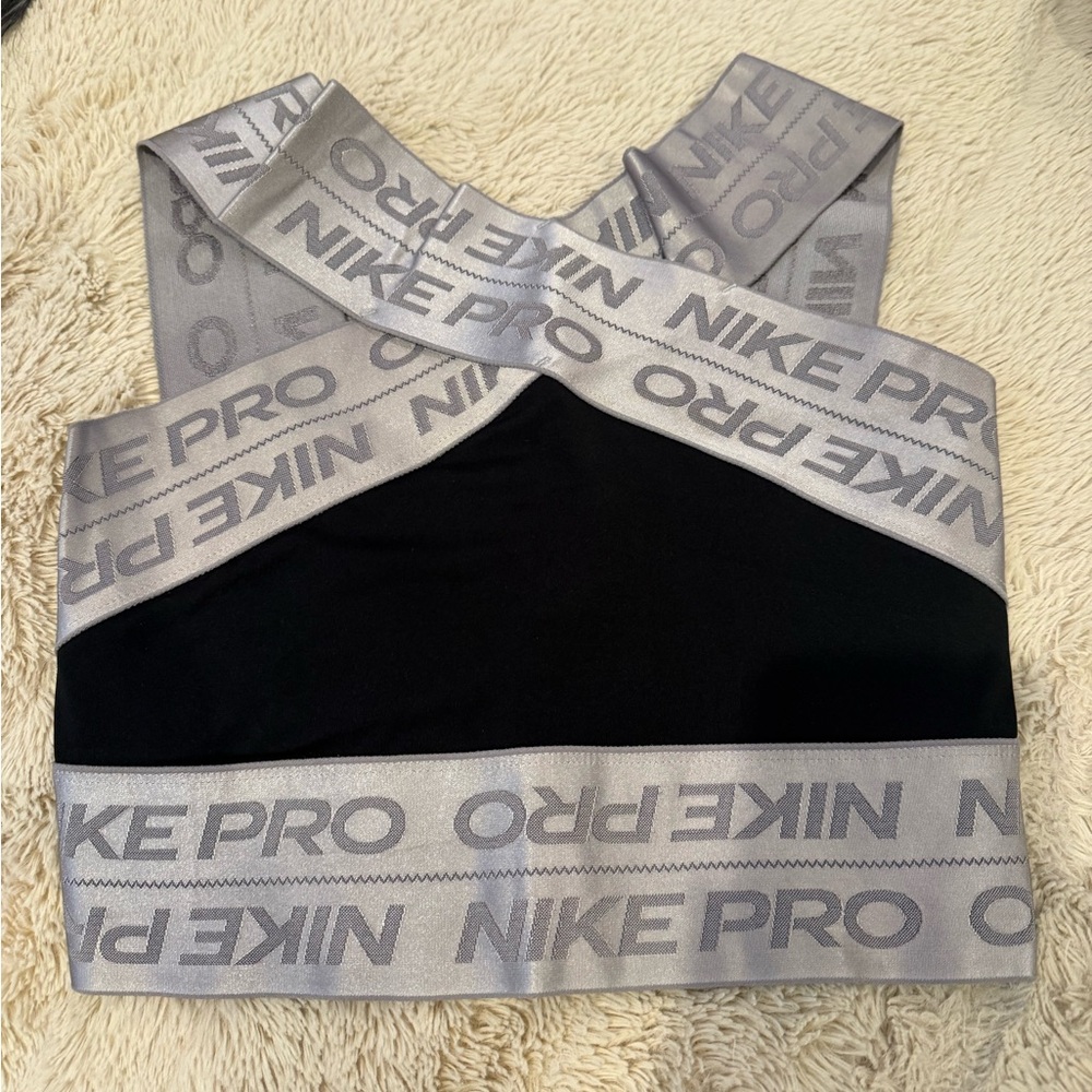 Nike Pro Black and Gray Sports Bra